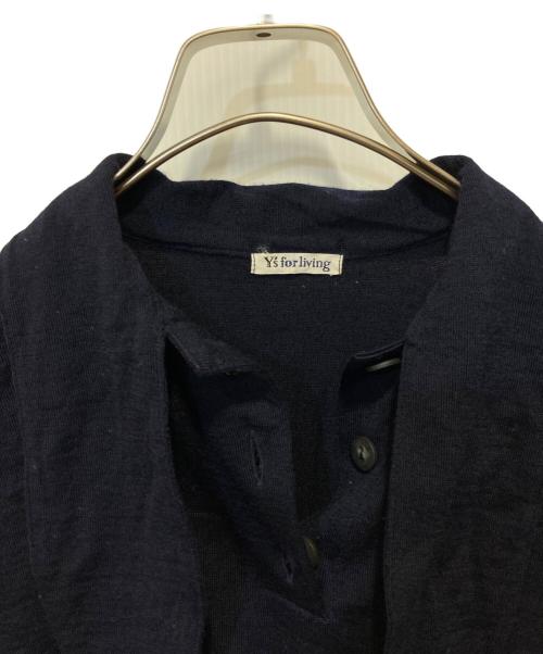 Y's for living（ワイズフォーリビング）Y's for living (ワイズフォーリビング) ニットポロシャツ ネイビー サイズ:表記不明の古着・服飾アイテム