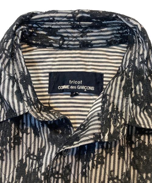 tricot COMME des GARCONS（トリココムデギャルソン）tricot COMME des GARCONS (トリココムデギャルソン) 刺繍デザインストライプシャツ ホワイト サイズ:Sの古着・服飾アイテム