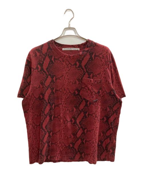 ALEXANDER WANG（アレキサンダー・ワン）ALEXANDER WANG (アレキサンダーワン) パイソン柄ポケットTシャツ/アレキサンダーワン レッド サイズ:Ｌの古着・服飾アイテム