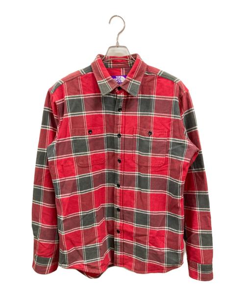 THE NORTHFACE PURPLELABEL（ザ・ノースフェイス パープルレーベル）THE NORTHFACE PURPLELABEL (ザ・ノースフェイス パープルレーベル) ネルシャツ/ザ・ノースフェイス パープルレーベル/NT3555N レッド サイズ:Ｌの古着・服飾アイテム