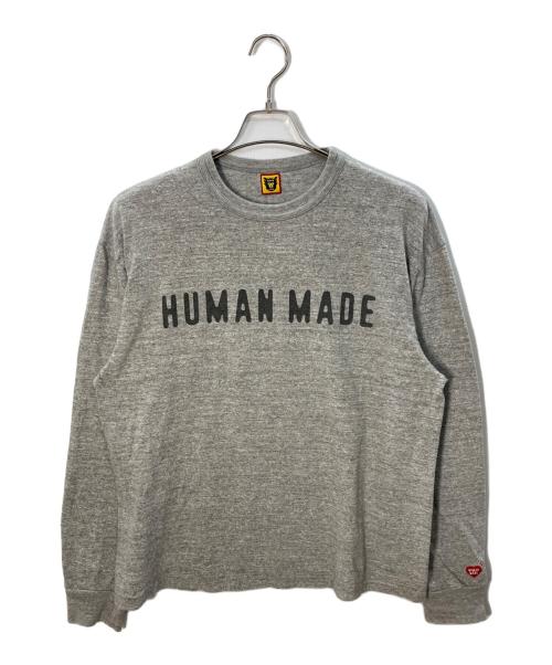 HUMAN MADE（ヒューマンメイド）HUMAN MADE (ヒューマンメイド) ロングスリーブカットソー/ヒューマンメイド/THE FUTURE IS IN THE PAST グレー サイズ:XLの古着・服飾アイテム