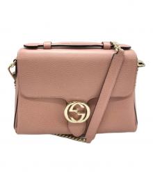 GUCCI（グッチ）の古着「インターロッキングGチェーンショルダーバッグ/グッチ/510302/493075」｜ピンク