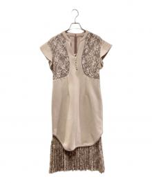 Snidel（スナイデル）の古着「エンブロイダリーミドルドレス」｜ピンク