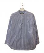 MAISON SPECIAL×THOMAS MASONメゾンスペシャル×トーマスメイソン）の古着「Prime-Over Band Collar Shirt/メゾンスペシャル/トーマスメイソン/11232311211」｜ブルー