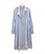 LOEWEロエベ）の古着「フロントタイアシンメトリークレリックシャツワンピース/ロエベ/S2176101FA」｜ブルー