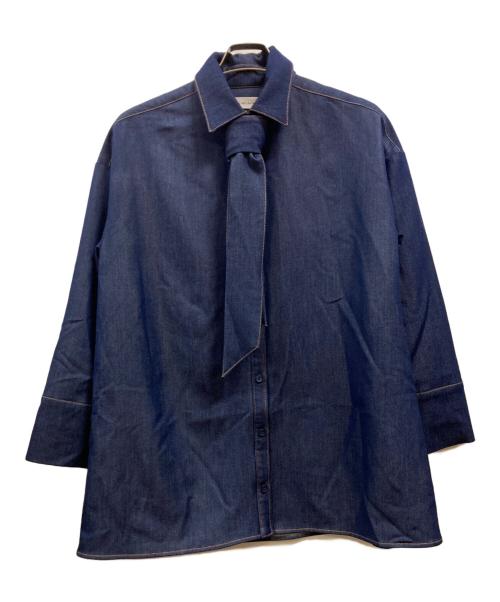 LAGUNA MOON（ラグナムーン）LAGUNA MOON (ラグナムーン) ワイドスリーブタイネックシャツ ネイビー サイズ:Freeの古着・服飾アイテム