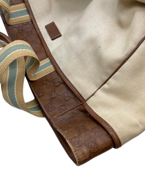 GUCCI（グッチ）GUCCI (グッチ) GGシマトートバッグ/グッチ/162429/204991 アイボリー×ブラウンの古着・服飾アイテム