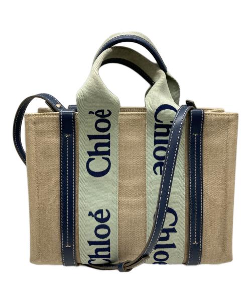 Chloe（クロエ）Chloe (クロエ) WOODY スモールトートバッグ/クロエ/03 23 70 65 アイボリー×ブルーの古着・服飾アイテム