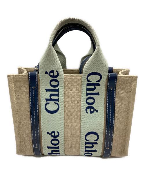 Chloe（クロエ）Chloe (クロエ) WOODY スモールトートバッグ/クロエ/03 23 70 65 アイボリー×ブルーの古着・服飾アイテム