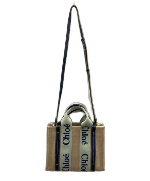 Chloe（クロエ）Chloe (クロエ) WOODY スモールトートバッグ/クロエ/03 23 70 65 アイボリー×ブルーの古着・服飾アイテム