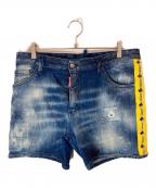 DSQUARED2ディースクエアード）の古着「ダメージデニムハーフパンツ/ディースクエアード/S74MU0659」｜ブルー
