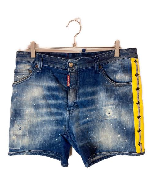DSQUARED2（ディースクエアード）DSQUARED2 (ディースクエアード) ダメージデニムハーフパンツ/ディースクエアード/S74MU0659 ブルー サイズ:LLの古着・服飾アイテム