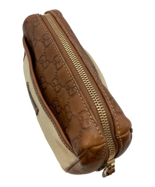 GUCCI（グッチ）GUCCI (グッチ) GGシマポーチ/グッチ/162805/492695 アイボリー×ブラウンの古着・服飾アイテム