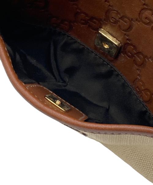 GUCCI（グッチ）GUCCI (グッチ) GGシマポーチ/グッチ/162805/492695 アイボリー×ブラウンの古着・服飾アイテム