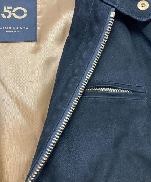 Cinquanta（チンクワンタ）Cinquanta (チンクワンタ) ゴールドジップゴートスウェードブルゾン/チンクワンタ/H-502 2101 ブラック サイズ:Sの古着・服飾アイテム