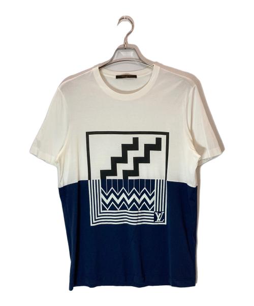 LOUIS VUITTON（ルイ ヴィトン）LOUIS VUITTON (ルイ ヴィトン) カラコムグラフィック切替カットソー/ルイ ヴィトン/RM162M JEZ HAY22W ネイビー×ホワイト サイズ:Lの古着・服飾アイテム