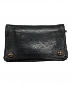 CHROME HEARTSクロムハーツ）の古着「2ジップクロスボールボタンレザートラッカーウォレット/クロムハーツ」｜ブラック