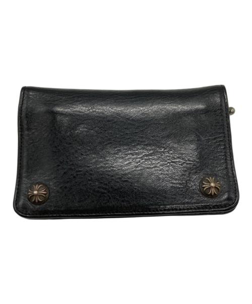 CHROME HEARTS（クロムハーツ）CHROME HEARTS (クロムハーツ) 2ジップクロスボールボタンレザートラッカーウォレット/クロムハーツ ブラックの古着・服飾アイテム