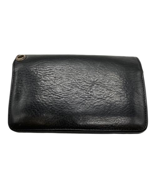 CHROME HEARTS（クロムハーツ）CHROME HEARTS (クロムハーツ) 2ジップクロスボールボタンレザートラッカーウォレット/クロムハーツ ブラックの古着・服飾アイテム