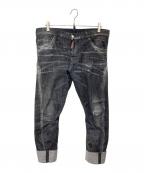 DSQUARED2ディースクエアード）の古着「ダメージ加工スキニーデニムパンツ/ディースクエアード/S71LB1086 S30357」｜ブラック