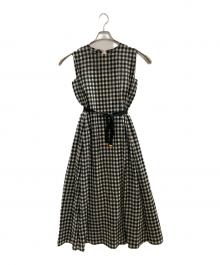 BLUE LABEL CRESTBRIDGE（ブルーレーベルクレストブリッジ）の古着「シアーギンガムマキシドレスワンピース/ブルーレーベルクレストブリッジ/55J44-142-09」｜ホワイト×ブラック