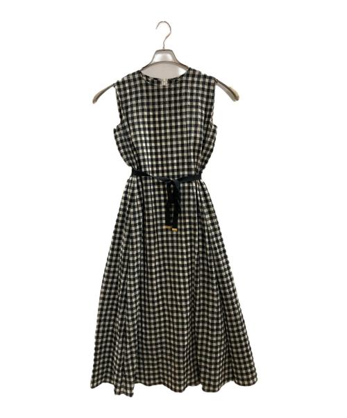 BLUE LABEL CRESTBRIDGE（ブルーレーベルクレストブリッジ）BLUE LABEL CRESTBRIDGE (ブルーレーベルクレストブリッジ) シアーギンガムマキシドレスワンピース/ブルーレーベルクレストブリッジ/55J44-142-09 ホワイト×ブラック サイズ:Mの古着・服飾アイテム