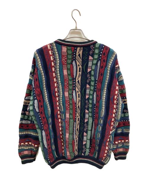 cotton  traders（コットントレーダーズ）cotton  traders (コットントレーダーズ) 3Dクルーネックニット/コットントレーダーズ レッド×ブルー サイズ:Lの古着・服飾アイテム