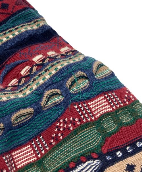 cotton  traders（コットントレーダーズ）cotton  traders (コットントレーダーズ) 3Dクルーネックニット/コットントレーダーズ レッド×ブルー サイズ:Lの古着・服飾アイテム