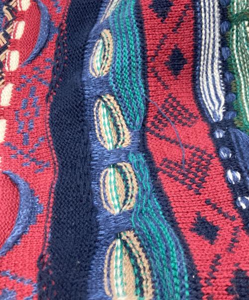 cotton  traders（コットントレーダーズ）cotton  traders (コットントレーダーズ) 3Dクルーネックニット/コットントレーダーズ レッド×ブルー サイズ:Lの古着・服飾アイテム