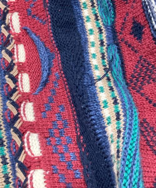 cotton  traders（コットントレーダーズ）cotton  traders (コットントレーダーズ) 3Dクルーネックニット/コットントレーダーズ レッド×ブルー サイズ:Lの古着・服飾アイテム