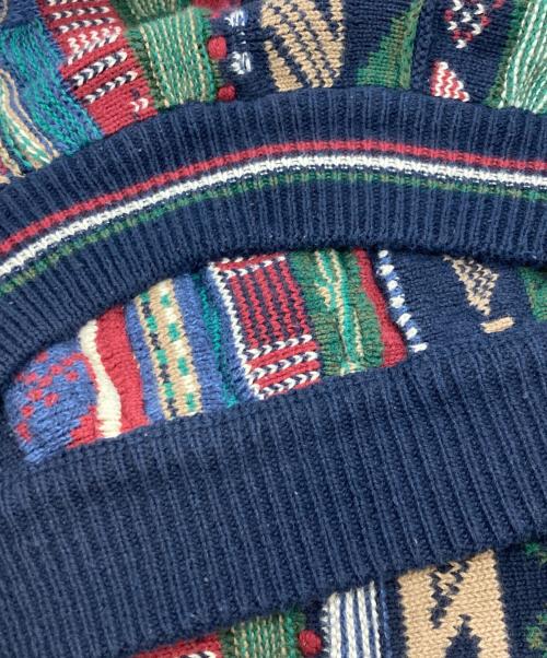 cotton  traders（コットントレーダーズ）cotton  traders (コットントレーダーズ) 3Dクルーネックニット/コットントレーダーズ レッド×ブルー サイズ:Lの古着・服飾アイテム