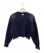 RHODOLIRIONロドリリオン）の古着「Damaged Commando Sweater/ロドリリオン/NQ877」｜ネイビー