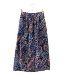 Needles×BEAMS BOY（ニードルズ×ビームスボーイ）の古着「Paisley Velvet Skirt/ベロアスカート/ニードルズ/NS1569」｜ネイビー×ピンク