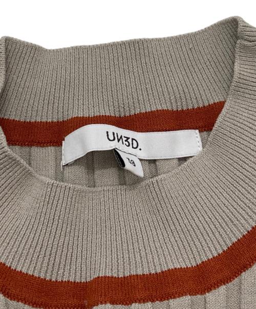 UN3D.（アンスリード）UN3D. (アンスリード) リブニット/アンスリード/522342600201 グレー×ブラウン サイズ:Mの古着・服飾アイテム
