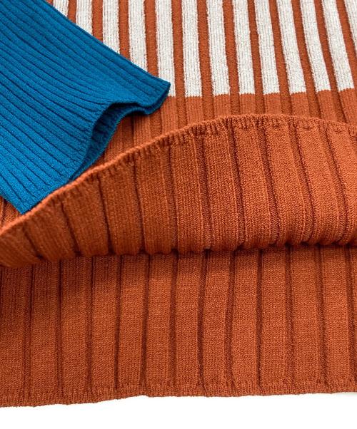 UN3D.（アンスリード）UN3D. (アンスリード) リブニット/アンスリード/522342600201 グレー×ブラウン サイズ:Mの古着・服飾アイテム