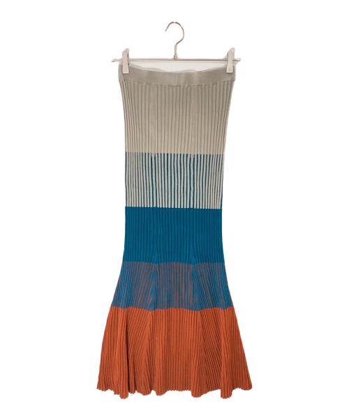 UN3D.（アンスリード）UN3D. (アンスリード) ニットスカート/アンスリード/522340800101 グレー×ブラウン サイズ:Mの古着・服飾アイテム