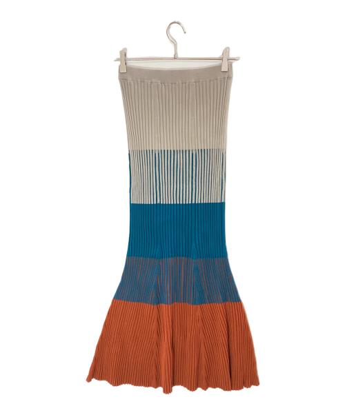 UN3D.（アンスリード）UN3D. (アンスリード) ニットスカート/アンスリード/522340800101 グレー×ブラウン サイズ:Mの古着・服飾アイテム