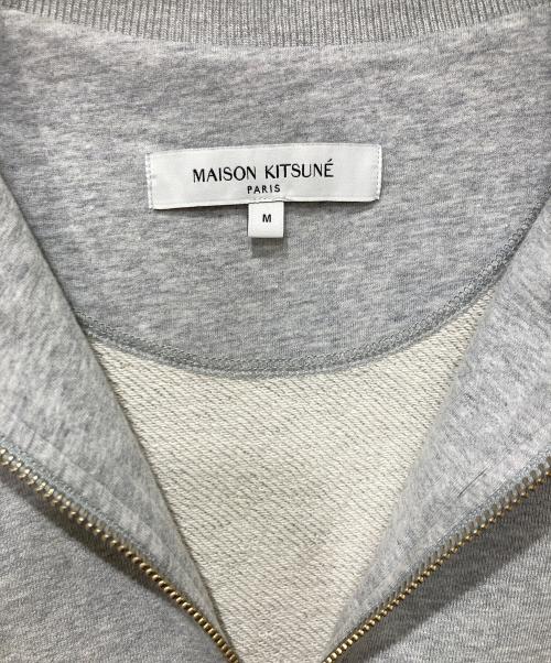 maison kitsune（メゾンキツネ）MAISON KITSUNE (メゾンキツネ) FOX HEAD PATCHハーフジップスウェット グレー サイズ:Mの古着・服飾アイテム