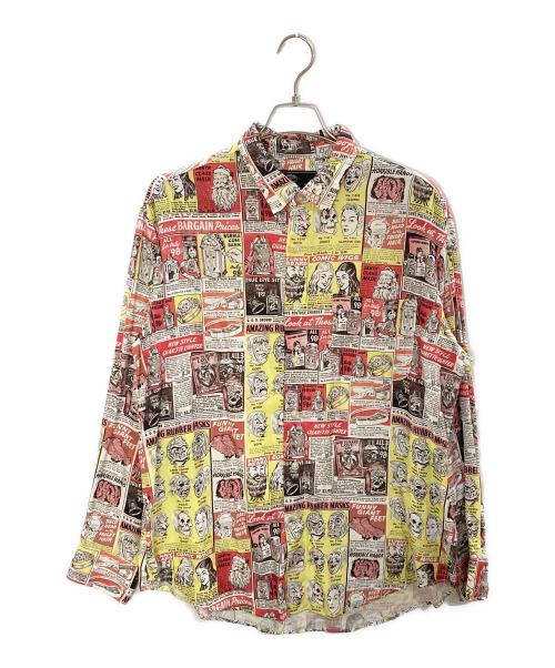 Thee Hysteric XXX（ジィ ヒステリックトリプルエックス）Thee Hysteric XXX (ジィ ヒステリックトリプルエックス) FETISH FLYER柄 レギュラーカラーシャツ/ジィ ヒステリックトリプルエックス/06223AH03 ホワイト×レッド サイズ:Lの古着・服飾アイテム