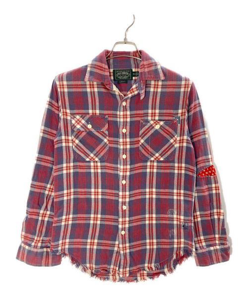 POLO COUNTRY（ポロカントリー）POLO COUNTRY (ポロカントリー) リペア加工チェックネルシャツ レッド サイズ:XSの古着・服飾アイテム