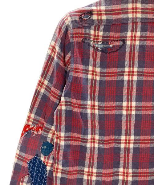 POLO COUNTRY（ポロカントリー）POLO COUNTRY (ポロカントリー) リペア加工チェックネルシャツ レッド サイズ:XSの古着・服飾アイテム