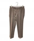green label relaxingグリーンレーベルリラクシング）の古着「撚杢 無地 スリム ノープリーツ パンツ スラックス　グリーンレーベルリラクシング　3124-127-2074」｜ブラウン
