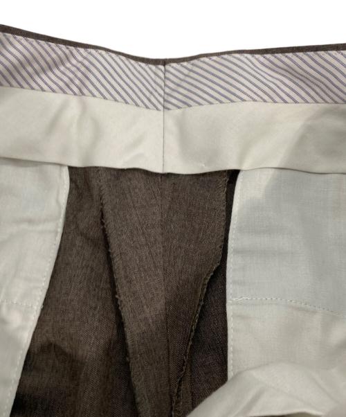 green label relaxing（グリーンレーベルリラクシング）green label relaxing (グリーンレーベルリラクシング) 撚杢 無地 スリム ノープリーツ パンツ スラックス　グリーンレーベルリラクシング　3124-127-2074 ブラウン サイズ:80の古着・服飾アイテム