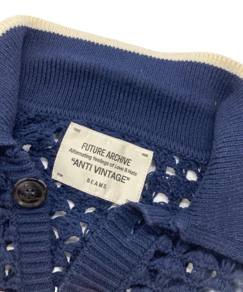 FUTURE ARCHIVE（フューチャー アーカイブ）FUTURE ARCHIVE (フューチャー アーカイブ) メッシュニットカーディガン ネイビー サイズ:Mの古着・服飾アイテム