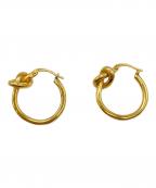 CELINEセリーヌ）の古着「ノットスモールフープピアス/セリーヌ/2Pセット」｜ゴールド