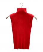 PLEATS PLEASEプリーツプリーズ）の古着「ハイネックプリーツノースリーブカットソー/プリーツプリーズ/PP04-JK603」｜レッド