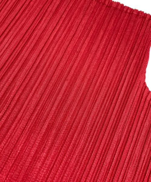 PLEATS PLEASE（プリーツプリーズ）PLEATS PLEASE (プリーツプリーズ) ハイネックプリーツノースリーブカットソー/プリーツプリーズ/PP04-JK603 レッド サイズ:3の古着・服飾アイテム
