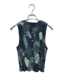 PLEATS PLEASE（プリーツプリーズ）の古着「大理石転写プリントブラウス/プリーツプリーズ/PP74-JE358」｜ネイビー