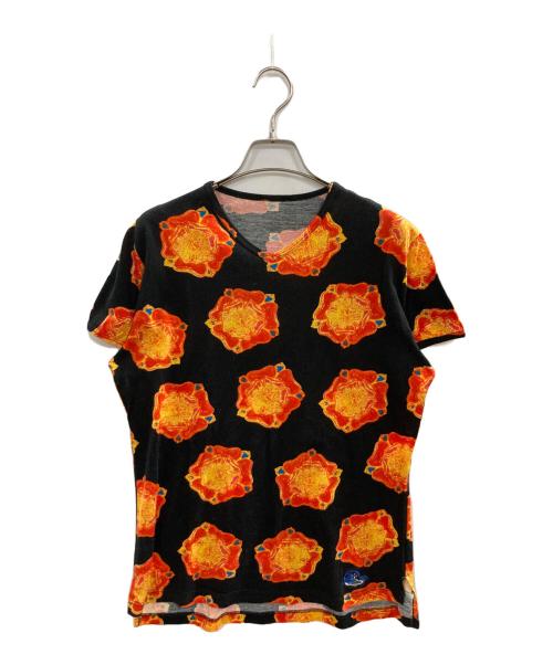 Vivienne Westwood ocean（ヴィヴィアンウエストウッドオーシャン）Vivienne Westwood ocean (ヴィヴィアンウエストウッドオーシャン) プリントTシャツ/ヴィヴィアンウエストウッドオーシャン ブラック×オレンジ サイズ:表記なしの古着・服飾アイテム