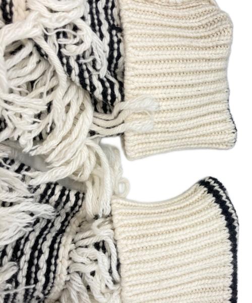 ZARA（ザラ）ZARA (ザラ) MAISON SPECIAL (メゾンスペシャル) フリンジ ジャカードセーター/ザラ/メゾンスペシャル ホワイト×ブラック サイズ:SMの古着・服飾アイテム